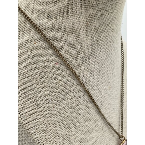 Vintage Gold Tone Purple Heart Pendant Necklace - Picture 3 of 5